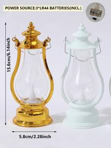 1 pieza Linterna decorativa vintage, decoración de mesa para interiores, bodas y fiestas, luz nocturna, alimentada por batería, luz de vela LED, decoración de mesa sin humo y sin llama, luz nocturna con forma de botella de aceite, adecuada para regalos de vacaciones y decoración de eventos - Tipo de mecha de lámpara - Ver 8