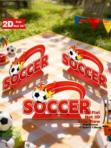 1pc 2D Flat 1 Piece Wooden Desktop Ornament, Soccer Commemorative Gift, Wooden Soccer Figurine, Sports Fan Decor, Athlete Wooden Craft, Game Day Table Centerpiece, Soccer Gift For Him Or Her, Office And Home Decor, 2D Flat - one-size - View 5