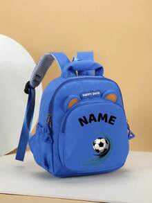 1pc Mini Personalized Bear Backpack For Back To School, Simple Cute Football Print, Zipper Closure, Nylon Material, Adjustable Shoulder Strap, Hand-Carry, Suitable For Classroom, Sports, Shopping, Daily Outings, Birthday Gift - Multicolor - View 11