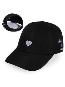1pc Women's Fashion Heart Pattern Sun Hat, New Casual Street Multi-Purpose Sun Protection Breathable Comfortable Outdoor Sports Leisure Baseball Cap, Suitable For Daily Wear Ponytail Hat - Multicolor - View 6