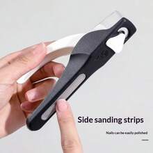 Nails 2-In-1 Nail Tip Clipper With Splash Guard & Nail File, Precision False Nail Cutter For Acrylic Nails, Press On Nails And Gel Nail Tips, Portable Manicure Tool - Black and White - View 3