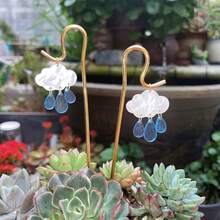 Ensemble 2/4 pièces Élégant Nuages et Gouttes de Pluie, Ensemble de décoration de jardin, décoration de table intérieure pour plantes, support de croissance des plantes, piquets de plantes et piquets de sol pour décoration suspendue, ajouts de plantes d'intérieur, monde merveilleux magique - Plusieurs styles - Voir 2