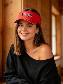 1PC Exclusive Constellation Red Visor Cap, Women Personalized Logo Sun Hat, Breathable & Comfortable, For Daily Wear/Outdoor Light Trips - Red - View 4