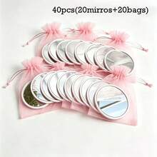 1/10/20pcs Round High Definition Portable Small Mirror With Pink Pouch, Handheld Mirror, Travel Makeup Mirror, Mini Makeup Mirror, Women's Valentine's Day Decorative Handheld Mirror, Carefully Shaped Mirror - A - View 11