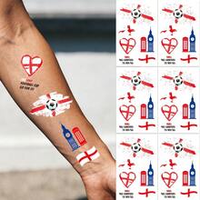 6pcs England Flag Temporary Tattoo Stickers, Waterproof Face And Arm Decals, Suitable For Football Fans, Matches, Parties And Festivals - Multicolor - View 5