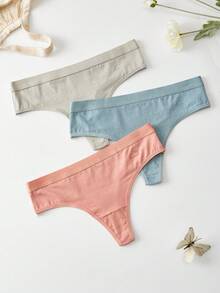 3入組多彩女款天氣印花內褲：簡約舒適棉質丁字褲 - 彩色 - 查看 1
