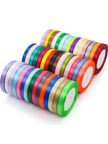 10 PCS~1 PC Pita Pembungkus Kado Warna Polos, Pita Satin 25 Yard, Pita Tipis Tenun Lebar 1cm, Pita Pembungkus Kado, Digunakan untuk Pembungkus Kado, Kue, dan Kerajinan Tangan, Natal, Buket, Kue, Pita, Pembatas Buku, Perlengkapan Pesta, Dekorasi Liburan, Pembungkus Kado - beraneka warna - View 10
