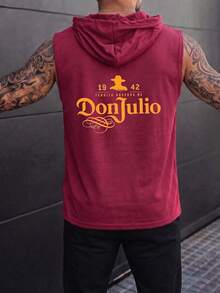 Men's Summer Sleeveless Tank Top, Casual Vintage Burgundy Pullover Hoodie T-Shirt, Fitness Workout Vest - Burgundy - View 10