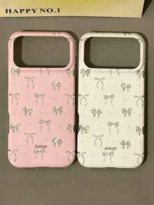 美學亮面可愛蝴蝶結圖案手機殼，適用於 iPhone 17 Pro Max 17 Pro 17 16 Pro Max 16 Pro 16 15 Pro Max 15 Pro 14 Pro Max 14 Pro 13，亮片防震保護後蓋，女款 - 粉色 - 查看 4
