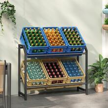 Beverage Crate Rack For 6 Beverage Crates, Metal Beverage Rack, Crate Rack With 2 Levels For Beer, Vegetables, 100 Kg Load Capacity Per Level, For Kitchen, Dining Room, Living Room, Black - 查看 3