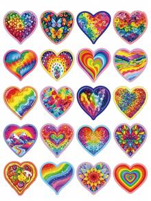56PCS Rainbow Heart Vinyl Stickers Waterproof Aesthetic Decals For Water Bottle Laptop Scrapbook Phone Case Skateboard Luggage Adults Teens DIY Crafts Party Favors School Supplies - A - View 5