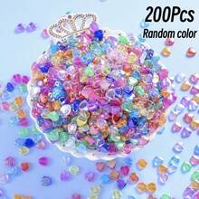 35/55/88/100/200Pcs Colorful Heart-Shaped Acrylic Beads Transparent Colorful Heart Beads For Jewelry Making DIY Craft Materials Random Colors - Multicolor - View 18