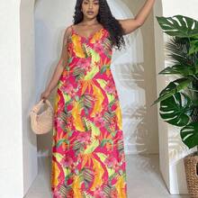 dagjydgfyja Veslaya Vestido casual de talla grande con de color y estampado de hojas para vacaciones, sin mangas - Multicolor - Ver 9