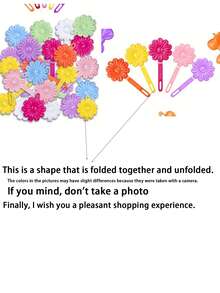 20/40pcs Cute Colorful Flower Shaped Plastic Hair Clips Girls Hair Accessories, Suitable For Daily Wear Or Vacation, Random Color And Style - Multicolor - View 5