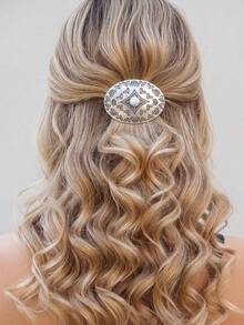 1 pieza Clip de pelo vintage de metal con estilo occidental, antiguo plateado, con turquesa geométrica ovalada, accesorio de pelo, regalo para mujeres, madres, esposas, novias en el Día de San Valentín, Día de la Madre - Multicolor - Ver 6
