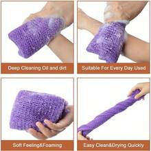 1pc African Bath Sponge, African Mesh Long Bath Sponge, Exfoliating Body Scrub, Back Scrub, Smooth Skin, Perfect For Daily Use - Violet Purple - View 4