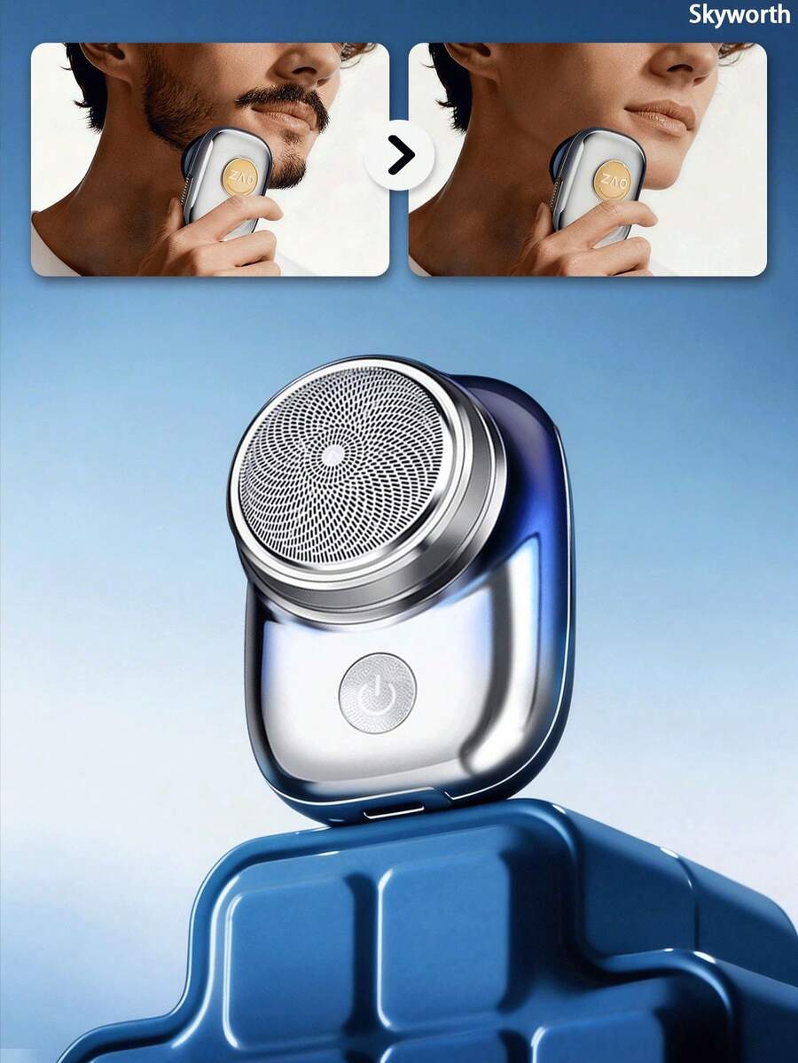 SKYWORTH USB Mini Electric Shaver, Portable Powerful Storm Razor For Men Women, USB C Rechargeable, IPX7 Waterproof Wet & Dry Use, Pocket Size Lightweight Razor For Travel Office Business Trip