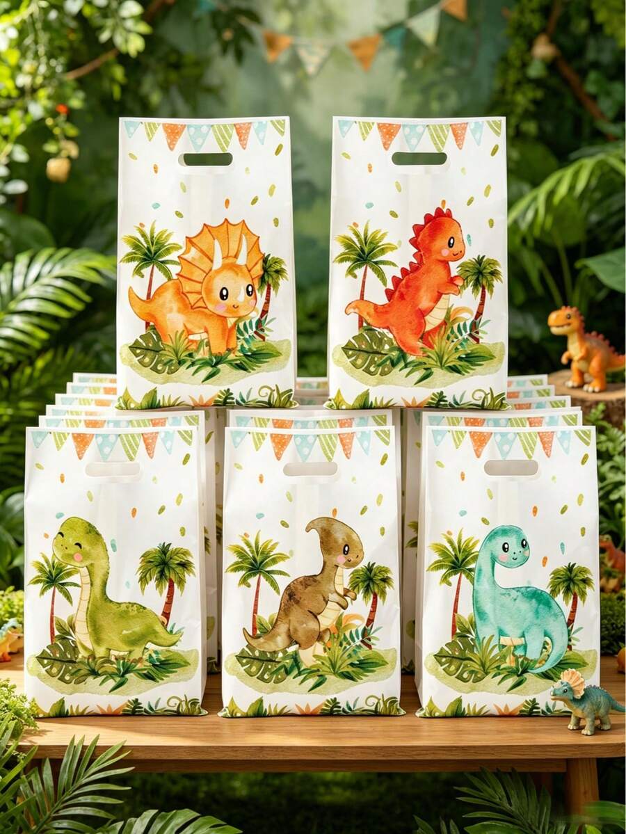 50個恐龍風格禮品袋，恐龍生日手提袋，嬰兒洗禮禮物，禮品包裝用品手提袋，嬰兒洗禮裝飾，嬰兒派對裝飾，包裝禮品袋，婚禮用品，男嬰，禮品包裝袋，適用於精品禮品袋裝飾