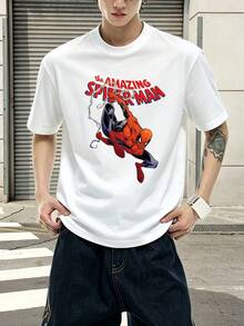 T-shirt graphique Marvel Comics The Amazing Spider-Man, 100 % coton, vêtements homme, t-shirts d'été, série Marvel, cadeaux homme, streetwear - Blanc - Voir 1