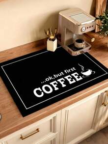 1 pieza Tapete de secado de platos con estampado de café para encimera de cocina, impermeable & súper absorbente, tapete de secado de platos que oculta manchas con respaldo de goma antideslizante, tapete multifuncional para cocina y hogar para máquina de café & estante de platos, tapete de café de secado rápido, tapete de barro de diatomeas suave con fondo de goma antideslizante para cafetera & máquina de espresso, decoración del hogar, decoración de cocina, decoración de fiesta - Multicolor - Ver 4