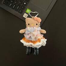 SANRIO 1件網格洋裝，長形，兒童毛絨娃娃背包配件，毛絨吊飾，情人節禮物，鑰匙圈 - 彩色 - 查看 8