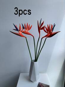 1/3pcs Artificial Bird Of Paradise Flowers, Rubber Material, Strelitzia Stems, Suitable For DIY Home Decor, Party Theme Display, Autumn Decoration - Orange - View 12