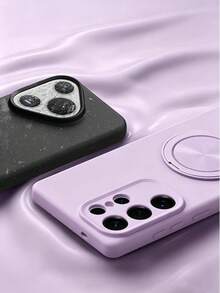 手機保護殼 附支架與液態天鵝絨內裡 適用於 Galaxy S21 21 Plus 22 23 24 24 Plus 25 25 Plus 26 26 Plus 26 Ultra - 草紫色 - 查看 3