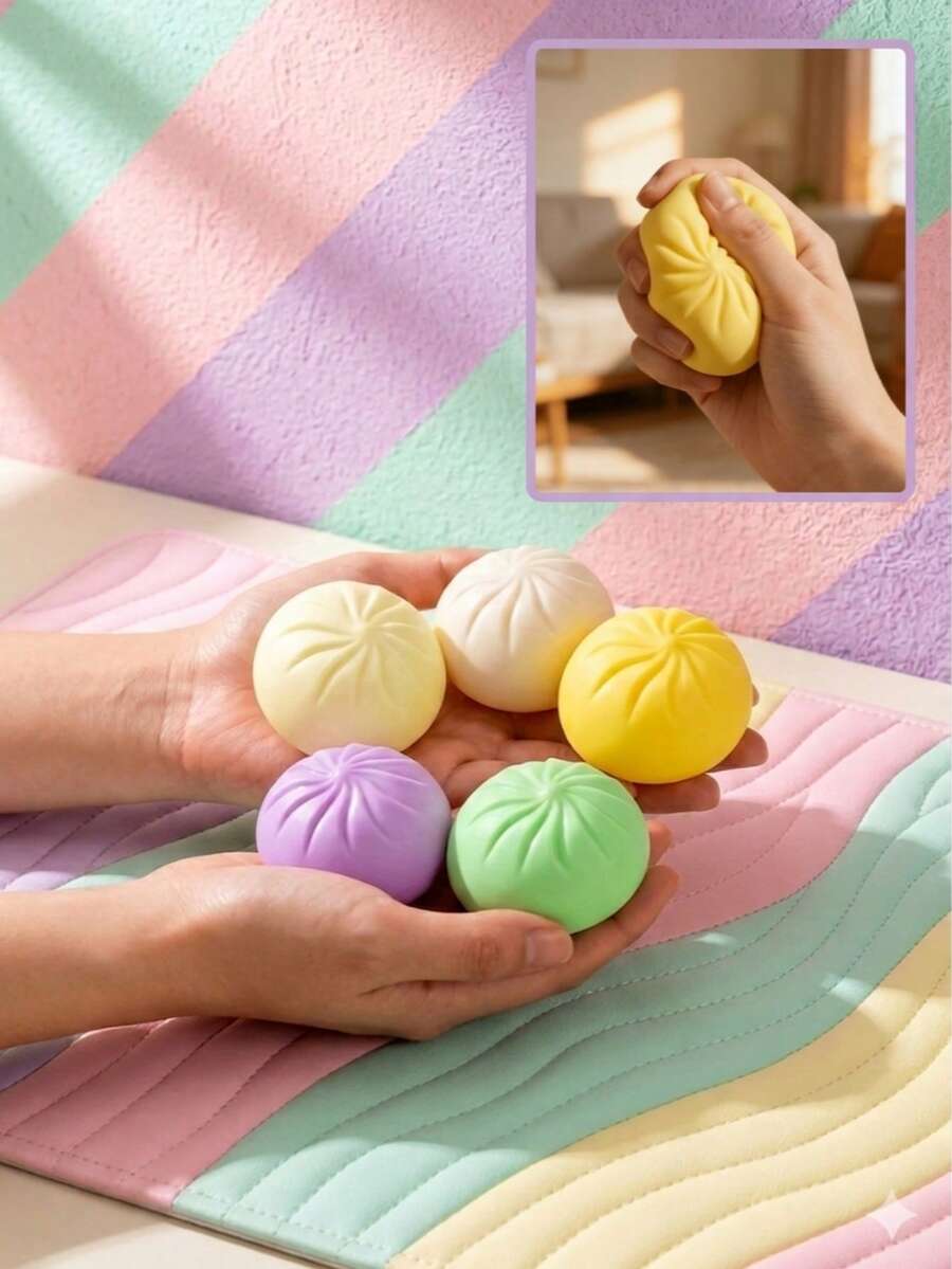 Realistic Steamed Bun Toy, Sensory Toy, Cute & Soft, Slow Rebound Elastic Dumpling Toy, Prank Toy, Stress Relief Toy, Moldable Slow Rebound Shaped Toy - Multicolor - View 1