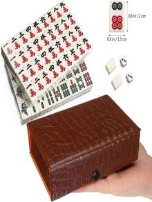 Mini Mahjong Travel Set, 144pcs Portable Chinese Classic Board Game, Adult Mahjong Set With Storage Box, Gift For Family And Friends - A - View 11