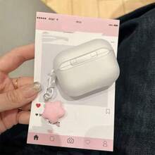 Funda protectora de auriculares minimalista mate con colgante rosa, compatible - transparente - Ver 4