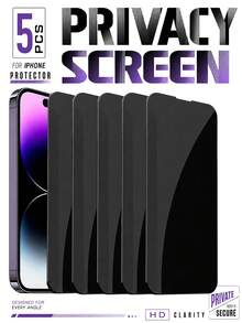 5pcs - Anti-Peeping Tempered Glass Full Coverage Screen Protector, Anti-Fingerprint, Anti-Scratch, Compatible With IPhone 18 Pro/18 Pro Max/17 Pro Max/16/15/14/13/12/11 Pro Max/XR/X/XS Max Plus - Black - View 10
