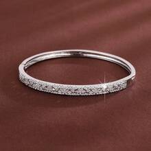1pc Elegant Starry Geometric Design Cubic Zirconia Inlaid Women Bracelet, Casual Gift - Multicolor - View 11
