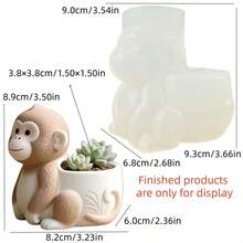 猴子造型花盆矽膠模具/可愛猴子花盆模具逼真動物造型多肉盆矽膠模具/3D猴子花盆矽膠模具易脫模耐熱可用於DIY樹脂石膏黏土混凝土水泥工藝矽膠模具及各種節日禮物家居裝飾 - A - 查看 9