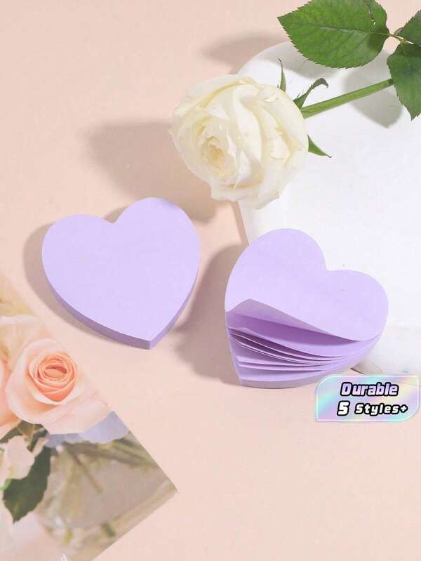 4/2/1 Pack, 100 Sheets/Book Creative Purple Heart Sticky Notes, Cute Cartoon Valentine's Day Stationery Gift Memo Pad