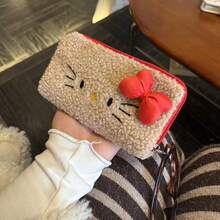 1pc Cute Embroidered Plush Three Dimensional Bow Storage Red Checkered Inner Pen Bag Suitable For Students And Teenagers' Study Supplies - Multicolor - View 9