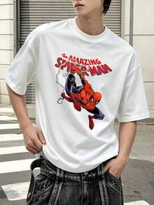 T-shirt graphique Marvel Comics The Amazing Spider-Man, 100 % coton, vêtements homme, t-shirts d'été, série Marvel, cadeaux homme, streetwear - Blanc - Voir 3
