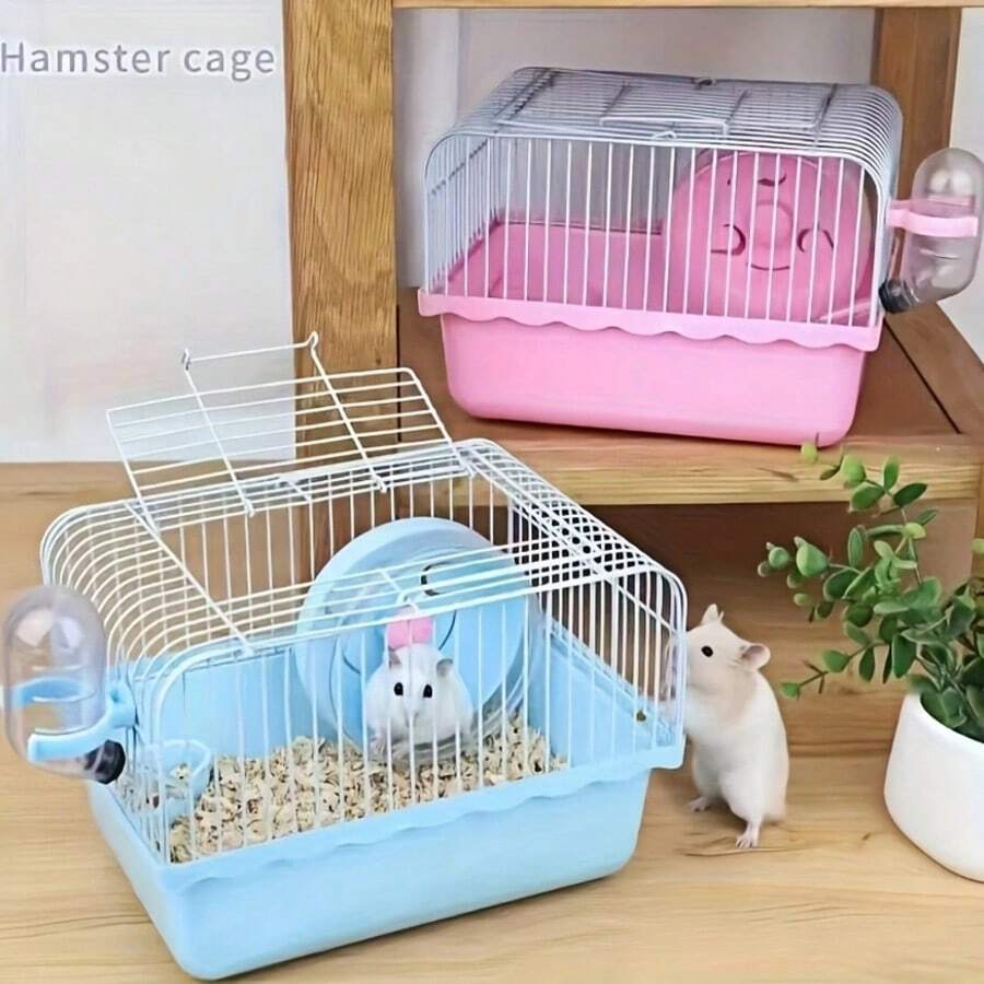 Small Hamster Cage, Portable Tiny Land Habitat With Exercise Space, Easy-Clean Mini Critter Cage For Dwarf Hamsters, Mice, Or Small Pets, Travel-Friendly Carry Cage With Handle, Includes Accessories (Sunny Series) - View 1