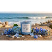 Sweet Water Decor Salt And Sea Soy Candle, 15oz Matte Tan Jar Candle, Layered Scent With Sea Salt, Citrus, Musk & Amber, 70+ Hours Long Burn Time, Clean Burning Natural Soy Wax, Hand-Poured Made In USA, Coastal Summer Home Decor & Relaxation Gift - Blue - View 3