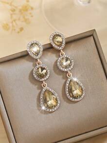 1 Pair Bohemian Alloy Glass Rhinestone Studded Fashion High-End Versatile Bestselling Earrings - Light Brown - View 4