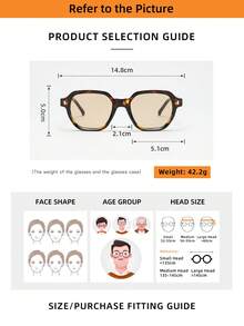1 par de gafas de moda versátiles y sencillas con remaches cuadrados para hombre - Té de carey - Ver 5