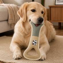 Dog Tug Toy,Dog Accessories, Dog Toys, Toys, Cat Toys, My PuppyPuppy Keep, Durable Bite Resistant Interactive Dog Chew Toy With Double Handle, Linen Squeaky Tug Of War Toy For Small Medium Large Dogs - Light Grey - View 3