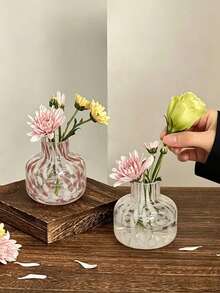 1 件迷你墨彩玻璃花瓶，可爱桌面鲜花花瓶装饰，适用于水培插花、餐厅、客厅、卧室、阳台 - 彩色 - 查看 1