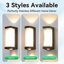 CANMEIJIA Modern LED Wall Light, Indoor Wall Light, Outdoor Wall Light, White Light 6500K/Warm Light 3000K, AC85-265, Hardwired Installation, Suitable For Garden, Balcony, Stairs, Garage, Yard, Villa - LED Wall Light - View 6