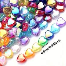 35/55/88/100/200Pcs Colorful Heart-Shaped Acrylic Beads Transparent Colorful Heart Beads For Jewelry Making DIY Craft Materials Random Colors - Multicolor - View 6