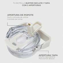 Buffer Fask - Vaso Térmico - Termo Acero Inoxidabe, Termos para Agua Cafe- Regaos para Mujer - Mantiene Frio 24 hrs, Calor 12 hrs - Incluye Popote - Marfil - Ver 6