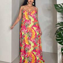 dagjydgfyja Veslaya Vestido casual de talla grande con de color y estampado de hojas para vacaciones, sin mangas - Multicolor - Ver 10