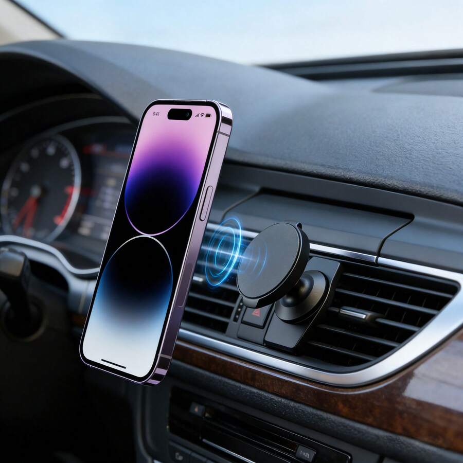 Adhesive Magnetic Holder, Strong Magnetic Attraction, Stable And Secure Fixation, 360 Degree Rotation. ° ° Flexible Rotation, Premium Aluminum Alloy Material, Durable, Compatible With Phones And Tablets, Suitable For Various Scenarios, Comes With Metal Plate. - BS02 - View 1