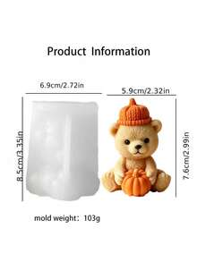 1pc Pumpkin Bear Candle Mold, Devil Pumpkin Ornaments, Suitable For Resin Gypsum Clay Concrete Handicrafts, Etc., Making Ornaments, Home Decorations, Holiday Gifts - Pumpkin Bear Mold - View 2