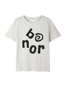 Korean Style Minimalist Bonor Polka Dot Letter Print Short Sleeve T-Shirt Women White Loose Round Neck Ins Top Japanese Salt Style Summer Slimming Versatile Casual Basic Top - Light Gray - View 7