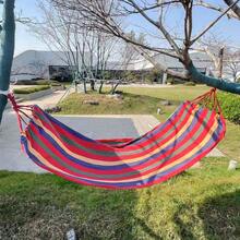 1 Set Summer Portable Canvas Hammock Single Double Size, Heavy‑Duty Striped Hammock With Storage Bag For Beach Camping Backyard Garden Outdoor Use - Multicolor - View 3